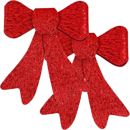 Set 2 ornamente pentru bradul de Craciun, fundita, 18cm, rosu [1]