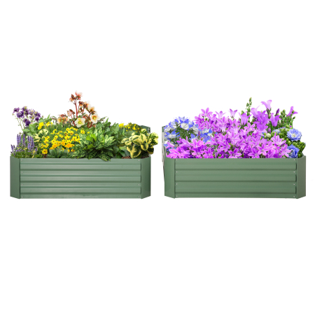 Suporturi flori si ghivece -  Set 2 Paturi de Gradina inaltate din Otel, Jardiniera de Gradina pentru Plante, Legume si Arbusti, 100x100 cm, Verde