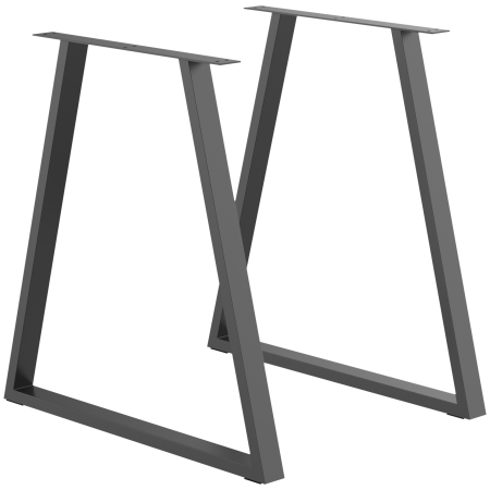 Bucatarie -  Set 2 Picioare de Masa Trapezoidale cu 6 Gauri si 12 suruburi, 70x5x72 cm, Negru