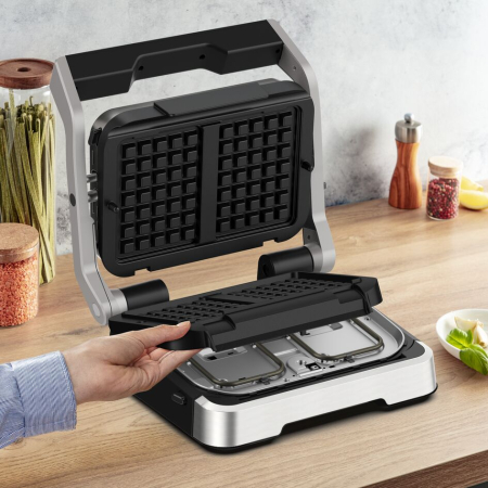 Set 2 placi pentru gofre Tefal XA730810, compatibile cu OptiGrill 4 in 1 si OptiGrill 2 in 1, seriile GC774xx, GC773xx, GC772xx, negru [5]