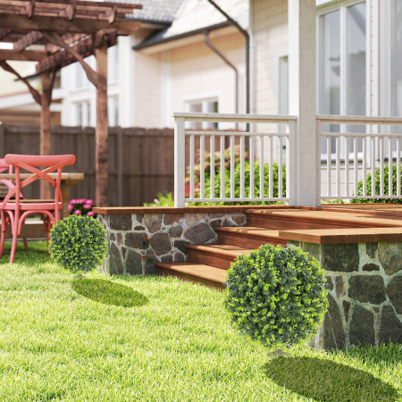  Set 2 Plante Artificiale de Buxus de 40 cm cu Tija Integrata pentru Interior si Exterior, Verde [1]