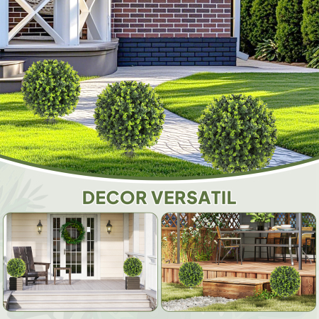  Set 2 Plante Artificiale de Buxus de 40 cm cu Tija Integrata pentru Interior si Exterior, Verde [5]