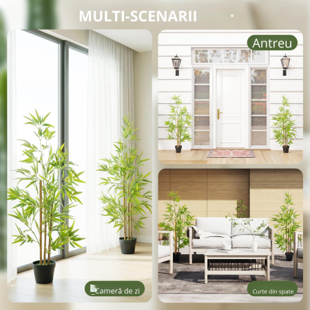  Set 2 Plante Bambus Artificiale - 120 cm cu Ghiveci [4]