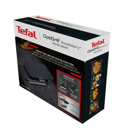 Set 2 plite plancha Tefal XA733810 antiaderente pentru gratar electric OptiGrill 4 in 1 si 2 in 1, seriile GC774xx, GC773xx, GC772xx, negru [3]
