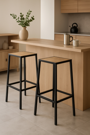 Set 2 scaune bar 5Five Aliaj din otel, 32x32x71 cm, negru [3]