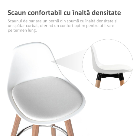  Set 2 Scaune Bar - Alb, Spatar & Perna pentru Confort [6]