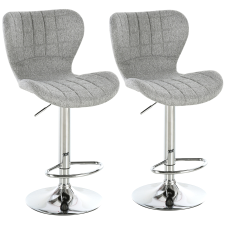 Mobila bucatarie -  Set 2 Scaune Bar Gri - Reglabile, Cu Spatar & Suport Picioare