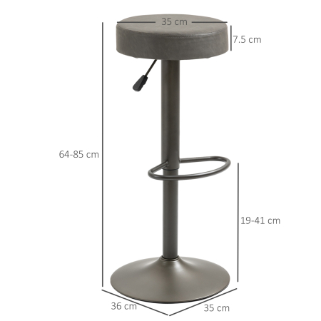  Set 2 Scaune Bar Pivotante & Reglabile 35×36×64-85 cm [2]