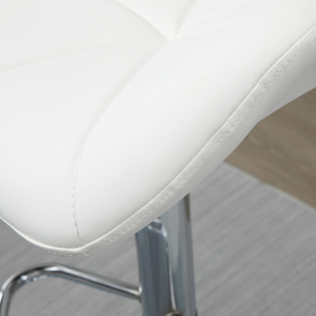  Set 2 Scaune Bar Reglabile, pentru bar si bucatarie, din Piele PU,51,5 x 57,5 x 93-114,5 cm, Alba [7]