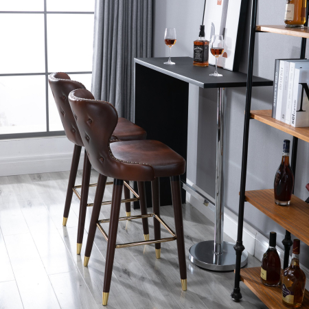  Set 2 scaune bar, stil industrial,  52x53x101cm, maro [1]