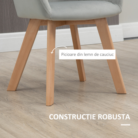  Set 2 Scaune cu Picioare din Lemn, Gri [5]