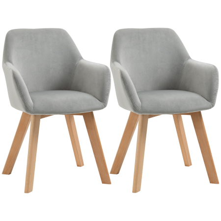 Scaune bucatarie & living -  Set 2 Scaune cu Picioare din Lemn, Gri