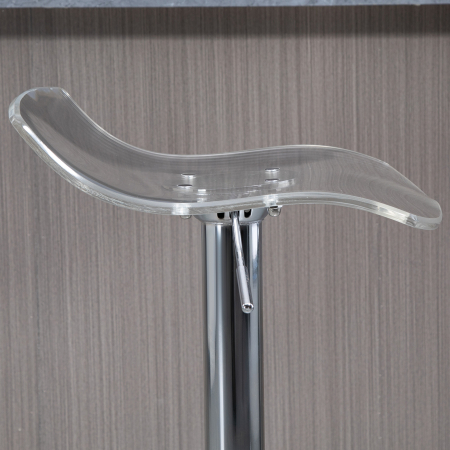  Set 2 Scaune de Bar cu inaltime Reglabila, sezut Rotativ si Suport pentru Picioare, 39x39x67-87 cm, Transparent [6]