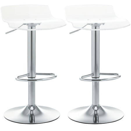 Scaune bucatarie & living -  Set 2 Scaune de Bar cu inaltime Reglabila, sezut Rotativ si Suport pentru Picioare, 39x39x67-87 cm, Transparent