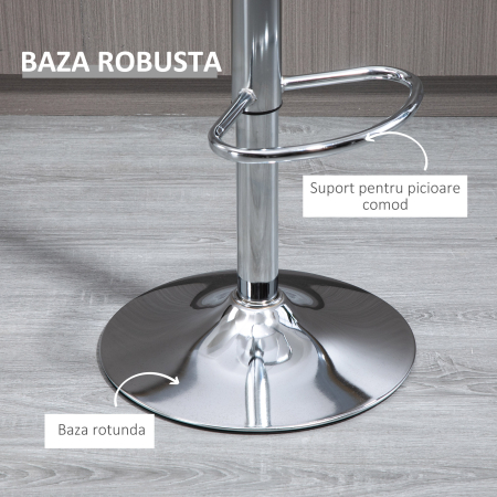  Set 2 Scaune de Bar cu inaltime Reglabila, sezut Rotativ si Suport pentru Picioare, 39x39x67-87 cm, Transparent [5]