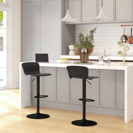  Set 2 Scaune de Bar cu Spatar Ergonomic, 38,5x40x76,5-97,5 cm, Alb [1]