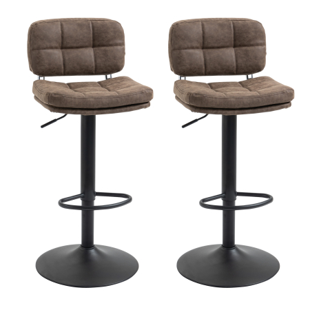 Scaune bucatarie & living -  Set 2 Scaune de Bar Pivotante din Imitatie de Piele Inaltime Reglabila Negru