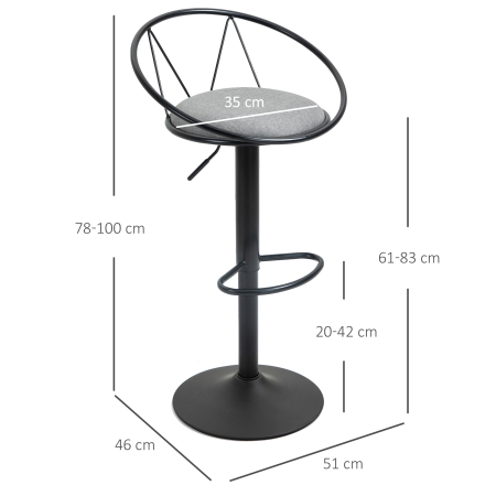  Set 2 Scaune de Bar - Pivotante, Maro, Reglabile 78-100 cm [2]