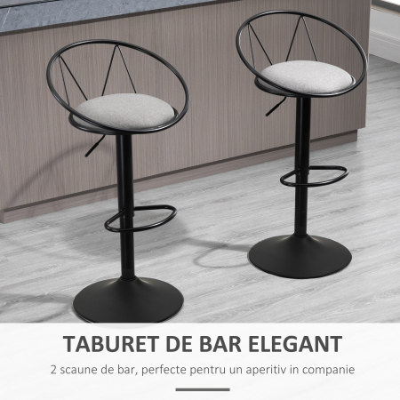  Set 2 Scaune de Bar - Pivotante, Maro, Reglabile 78-100 cm [3]