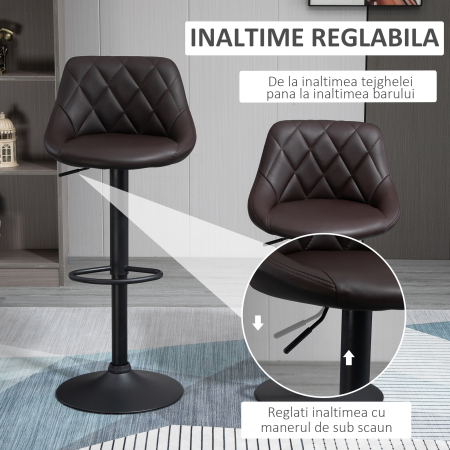  set 2 scaune de bar, reglabile, imitatie de piele maro [3]