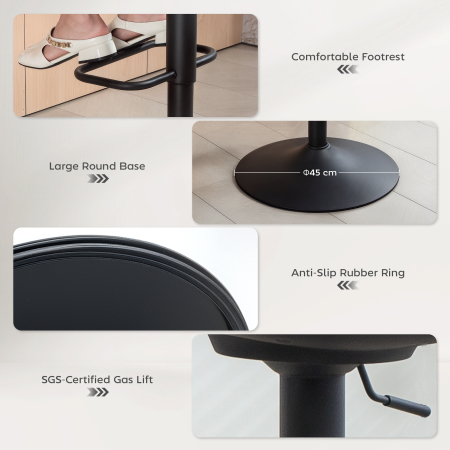  Set 2 Scaune de Bar Rotative din tesatura cu inaltime Ajustabila Bej [6]