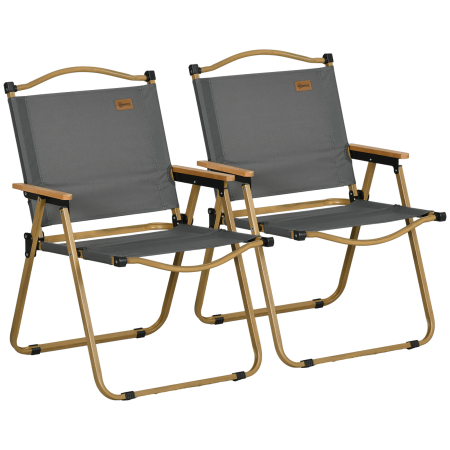 Prelate, pavilioane, umbrele terasa -  Set 2 Scaune de Camping Pliabile cu Cotiere, 54x59x78 cm, Gri inchis