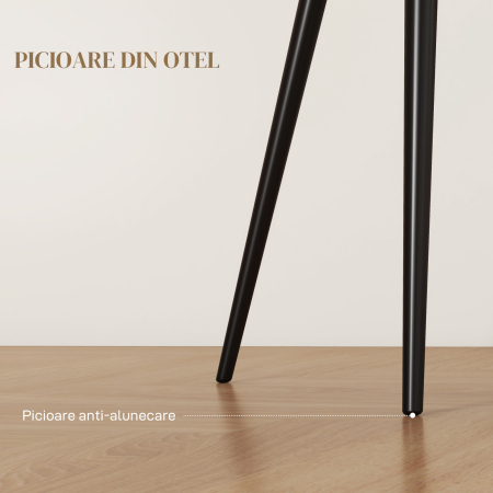  Set 2 Scaune de Dining Tapitate in Stil Nordic cu Brate si Picioare din Otel, 54x57x80 cm, Alb Crem [5]