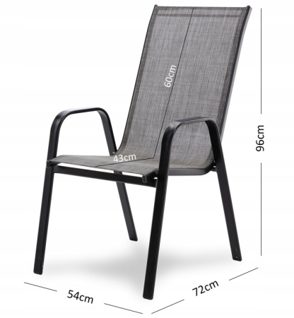 Set 2 scaune gradina stivuibile, cadru otel vopsit cu pulbere, acoperire textilen, 55x72x96 cm, gri [4]
