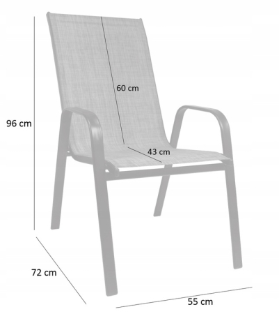 Set 2 scaune gradina stivuibile, cadru otel vopsit cu pulbere, acoperire textilen, 55x62x96 cm, negru [4]
