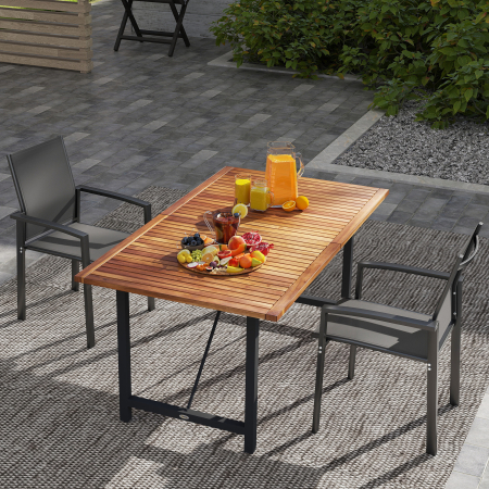  Set 2 Scaune de Gradina Stivuibile cu sezut Respirabil, din Aluminiu si Textilen, 56x58x89 cm, Gri Carbune [8]