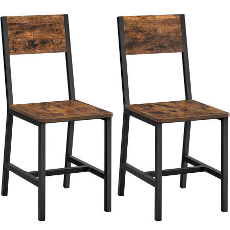 Mobila bucatarie - Set 2 scaune de living, cu spatar, stil industrial, 37x50x87 cm, maro rustic