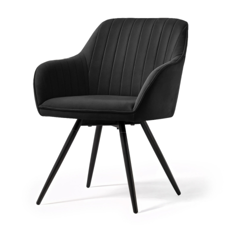 Set 2 scaune dining rotative tapitate din catifea Turno, 55x58x83 cm, maxim 120 kg, negru [1]