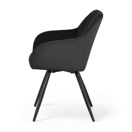 Set 2 scaune dining rotative tapitate din catifea Turno, 55x58x83 cm, maxim 120 kg, negru [3]