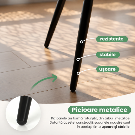 Set 2 scaune dining tapitate cu velur Luxano, cusaturi patrate, 54x58x82 cm, aramiu [8]