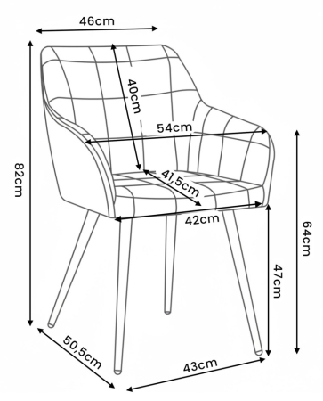 Set 2 scaune dining tapitate cu velur Luxano, cusaturi patrate, 54x58x82 cm, aramiu [12]