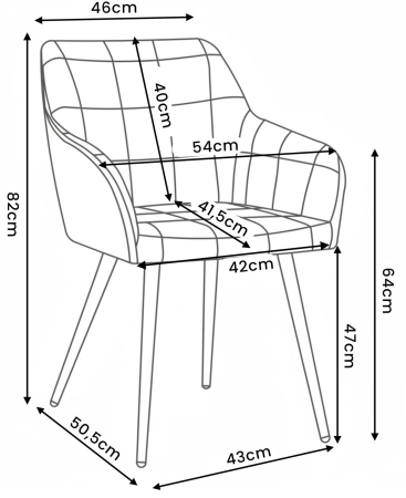 Set 2 scaune dining tapitate cu velur Luxano, cusaturi patrate, 54x58x82 cm, bej [11]