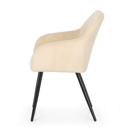 Set 2 scaune dining tapitate cu velur Luxano, cusaturi patrate, 54x58x82 cm, bej deschis [2]