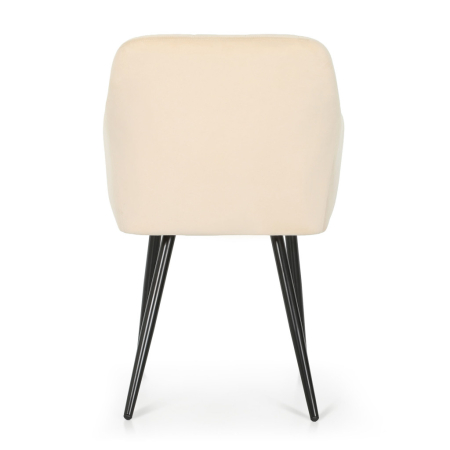Set 2 scaune dining tapitate cu velur Luxano, cusaturi patrate, 54x58x82 cm, bej deschis [4]