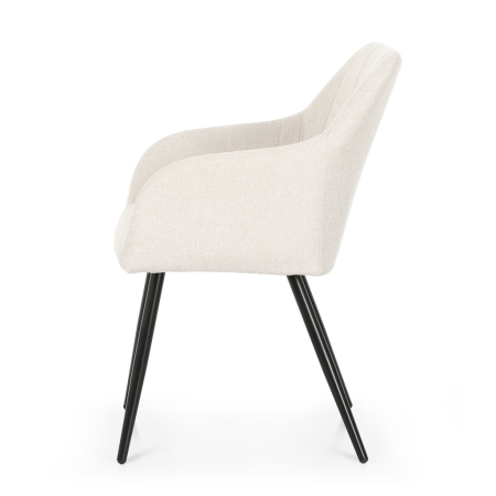 Set 2 scaune dining tapitate cu velur Luxano, cusaturi patrate, 54x58x82 cm, crem [3]