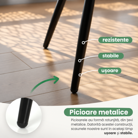 Set 2 scaune dining tapitate cu velur Luxano, cusaturi patrate, 54x58x82 cm, crem [10]