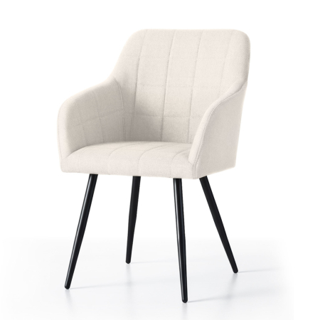 Set 2 scaune dining tapitate cu velur Luxano, cusaturi patrate, 54x58x82 cm, crem [1]