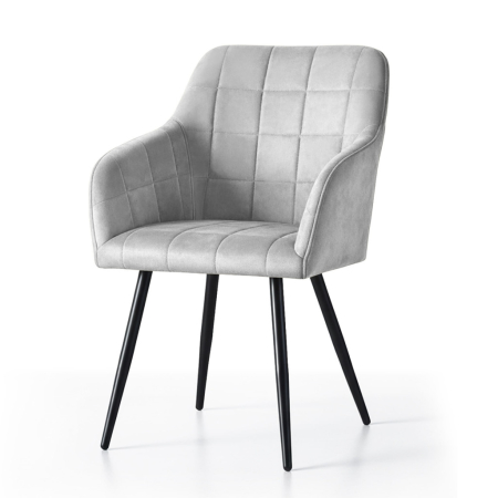 Set 2 scaune dining tapitate cu velur Luxano, cusaturi patrate, 54x58x82 cm, gri [1]