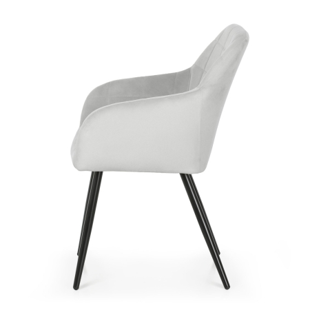 Set 2 scaune dining tapitate cu velur Luxano, cusaturi patrate, 54x58x82 cm, gri [3]