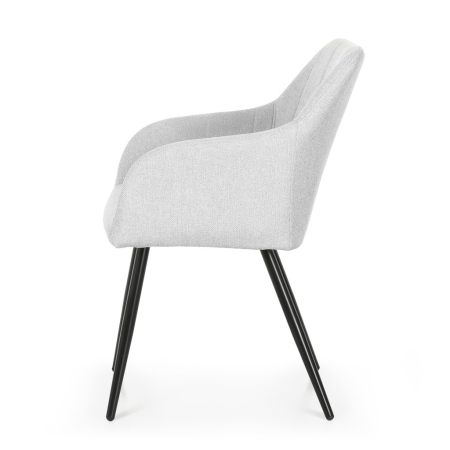 Set 2 scaune dining tapitate cu velur Luxano, cusaturi patrate, 54x58x82 cm, gri deschis [3]