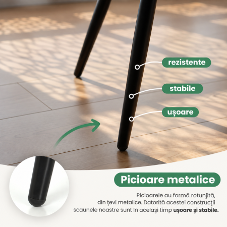 Set 2 scaune dining tapitate cu velur Luxano, cusaturi patrate, 54x58x82 cm, gri deschis [2]