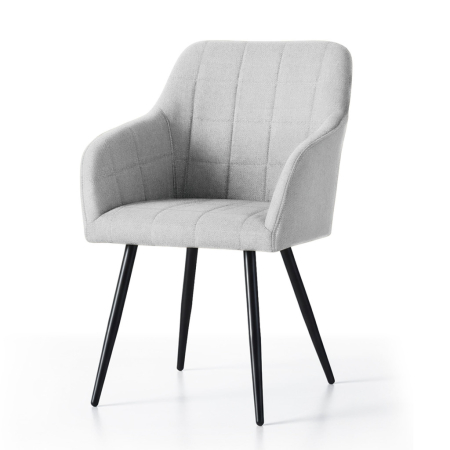 Set 2 scaune dining tapitate cu velur Luxano, cusaturi patrate, 54x58x82 cm, gri deschis [1]