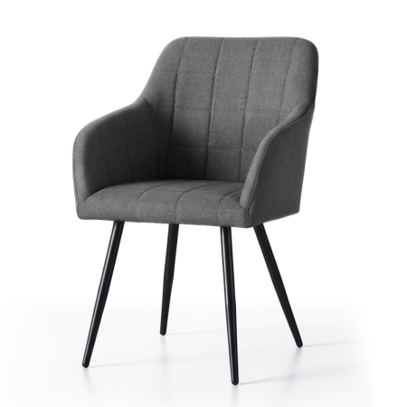 Set 2 scaune dining tapitate cu velur Luxano, cusaturi patrate, 54x58x82 cm, gri inchis [1]