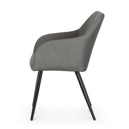 Set 2 scaune dining tapitate cu velur Luxano, cusaturi patrate, 54x58x82 cm, gri inchis [3]