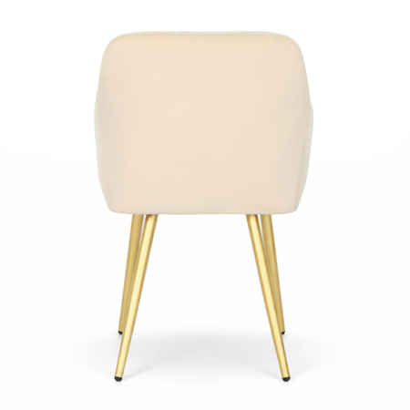 Set 2 scaune dining tapitate cu velur Luxano, cusaturi patrate, picioare aurii, 54x58x82 cm, bej [5]