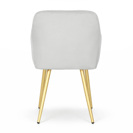 Set 2 scaune dining tapitate cu velur Luxano, cusaturi patrate, picioare aurii, 54x58x82 cm, gri [5]